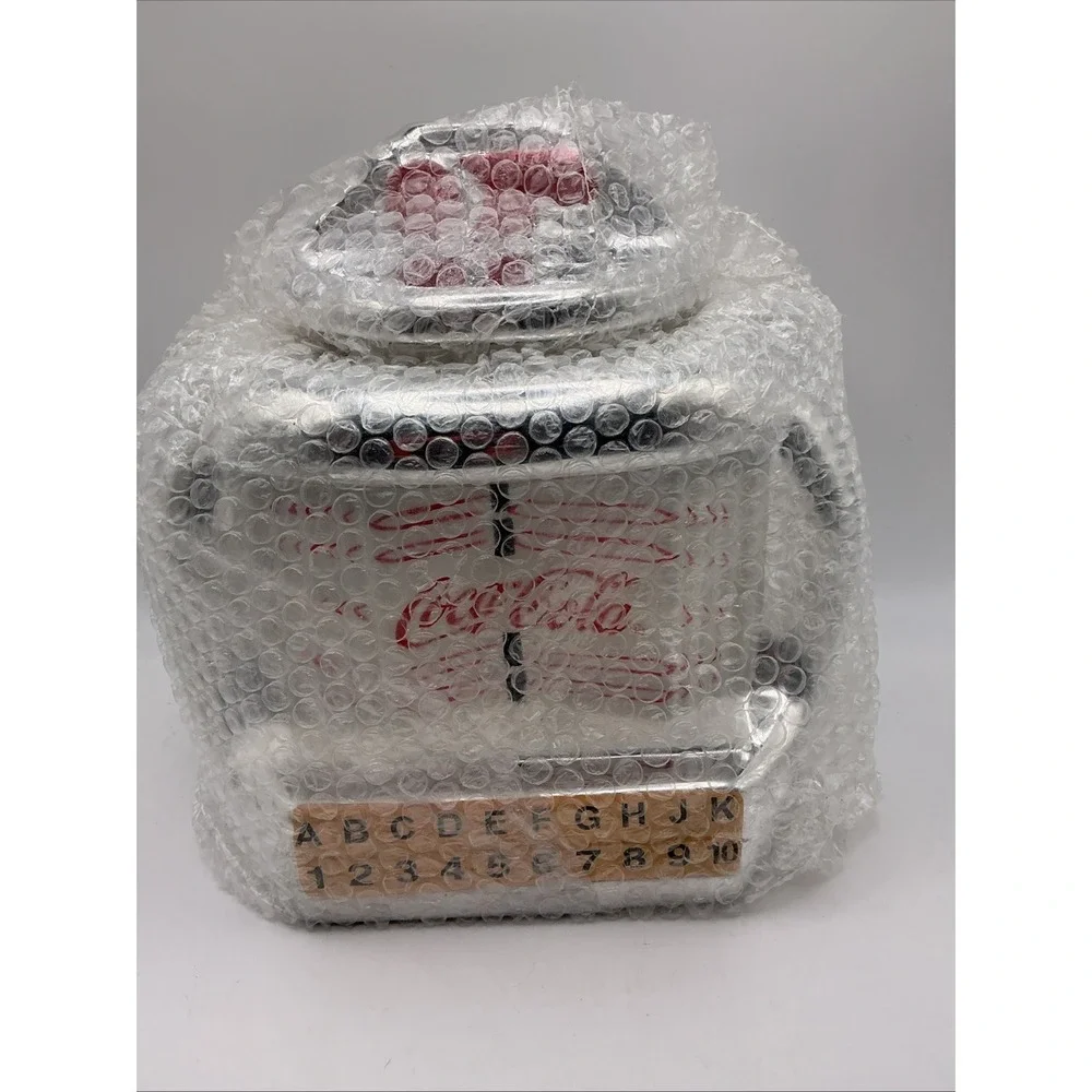 Vintage 2000 Coca-Cola Jukebox Shiny Silver Cookie Jar by Gibson, NIB